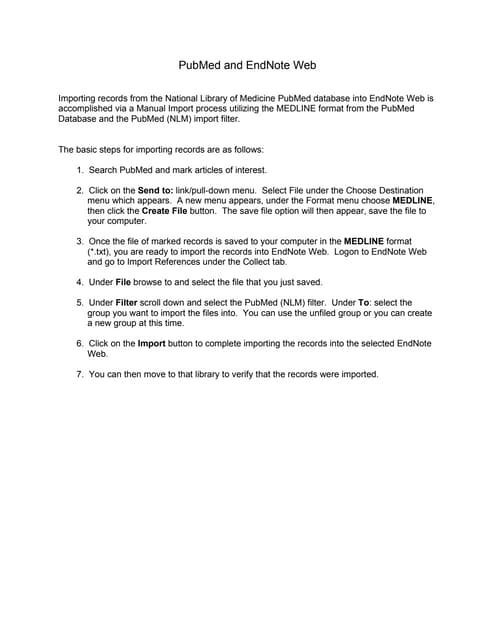PubMed And EndNote Web