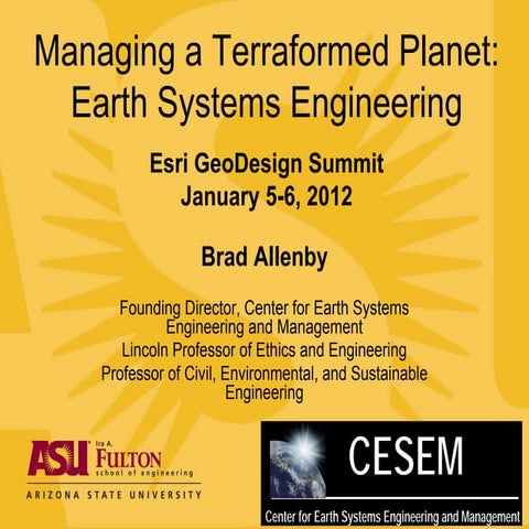 "Managing a Terraformed Planet: Earth Systems Engineering