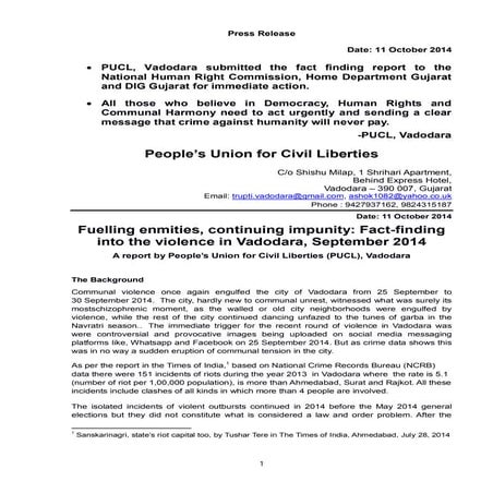 Fact-finding into the violence in Vadodara, September 2014 by People’s ...