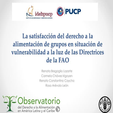La satisfacción del derecho a la alimentación de grupos en situación de vulne...
