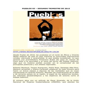 PUEBLOS 65 – SEGUNDO TRIMESTRE DE 2015