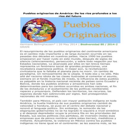 Pueblos originarios de América: De los ríos profundos a los ríos del ...
