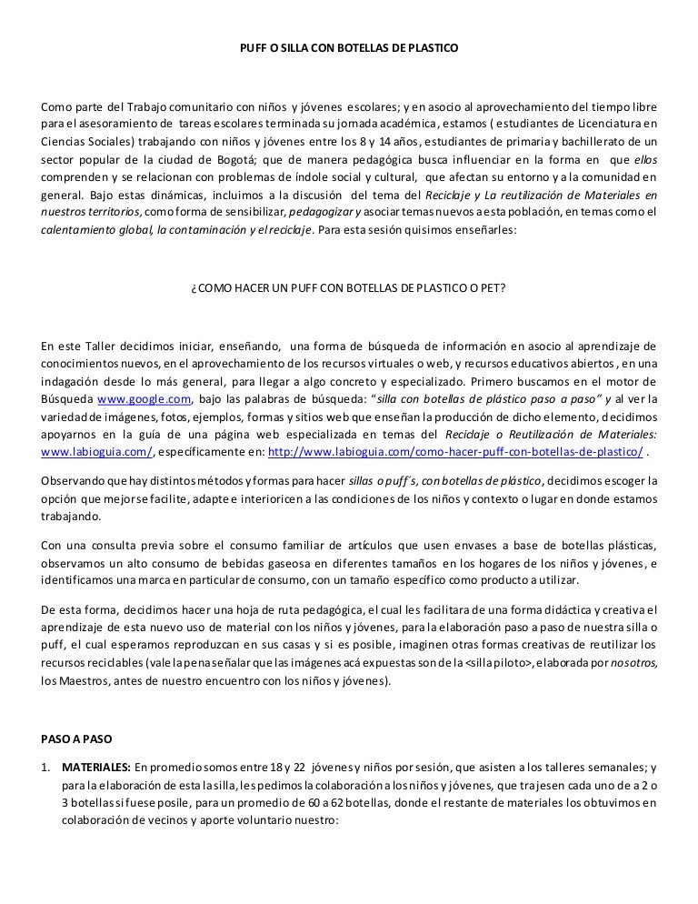 Medio Ambiente y el uso adecuado de la Internet: Puff o silla con bo…