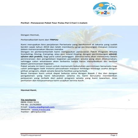 Paket Wisata Pulau Pari Trip2U Organization