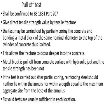 Pull off test for concrete