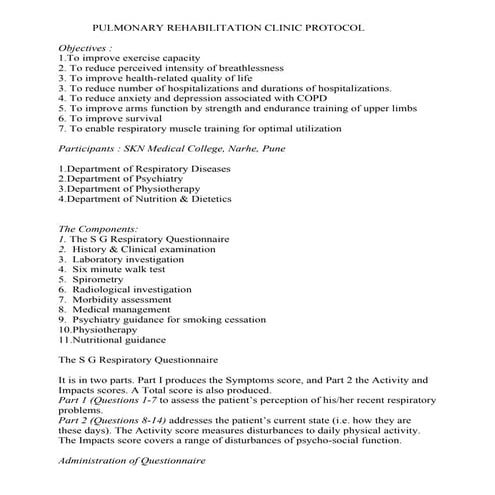 Cardiopulmonary sgrq questionnaire | PPTX