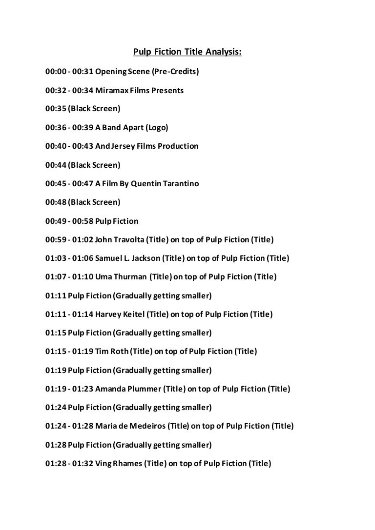Pulp Fiction Title Analysis Jushna