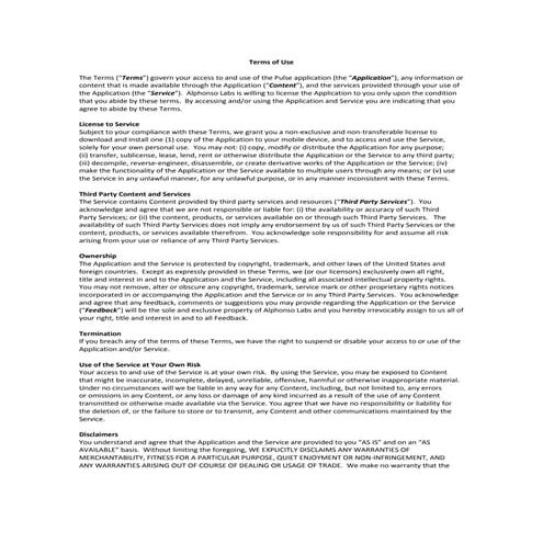 Pulse Terms of Service