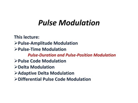 PULSE CODE MODULATION (PCM) | PPT