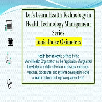 Pulse oximeters- Application and Maintenance