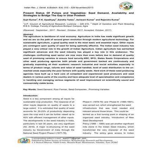 Pulses and vegetable seeds