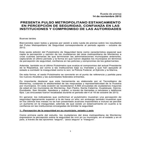 Pulso Metropolitano (octubre 2012)