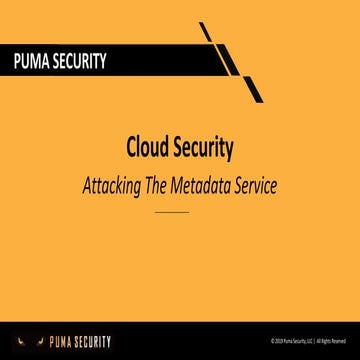 Cloud Security: Attacking The Metadata Service