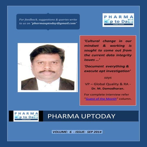 Pharma Uptoday Monthly Magazine - Volume 6 Issue Sep 2014