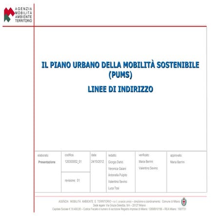 Piano Urbano della Mobilità Sostenibile del Comune di Milano