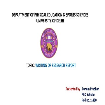  WRITING OF RESEARCH REPORT OR THESIS WRITING