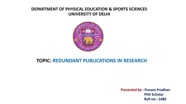 REDUNDANT PUBLICATION IN RESEARCH