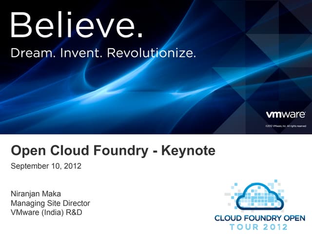 Cloud Foundry Open Tour India 2012 , Keynote