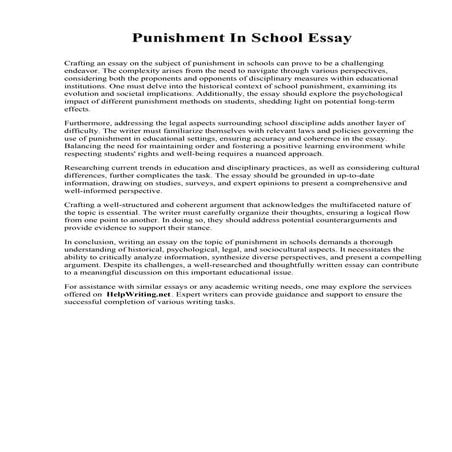 Punishment In School Essay. Montclair State University