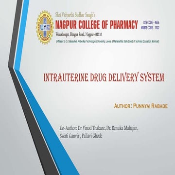 Intrauterine drug delivery system seventh sem