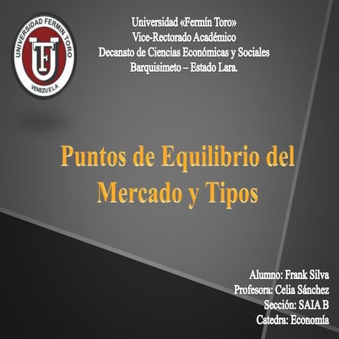 Punto de equilibrio del mercado y sus tipos | PPTX