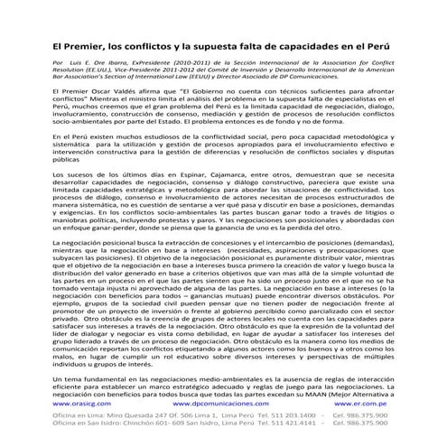 Punto de vista en los conflictos sociales en Peru | PDF