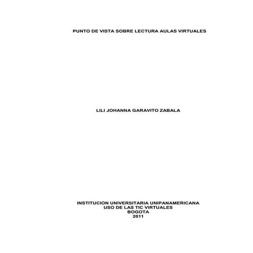 Punto de vista sobre lectura aulas virtuales