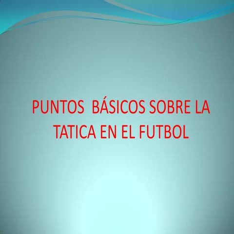 Puntos  básicos sobre la tatica en el futbol