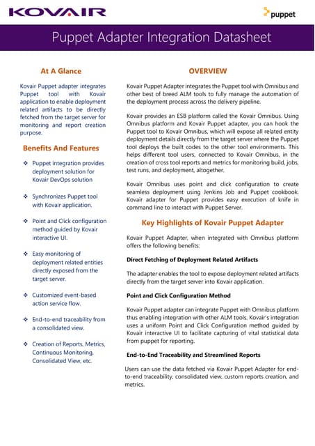 Puppet Integration Adapter - Datasheet