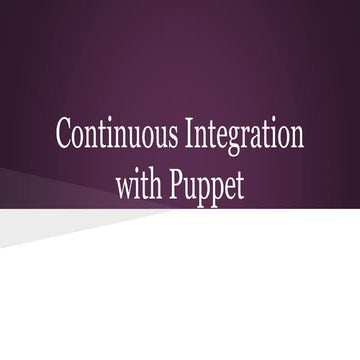 Puppet Camp Phoenix 2015:  Continuous Integration Using Puppet (Intermediate)