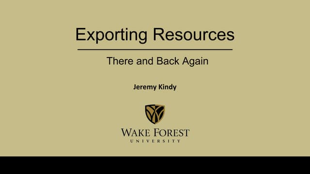 Puppet Camp Charlotte 2015: Exporting Resources: There and Back Again