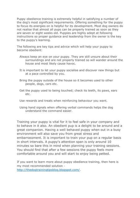 PUPPY TRAINING | PDF | Parenting Babies and Toddlers | Parenting