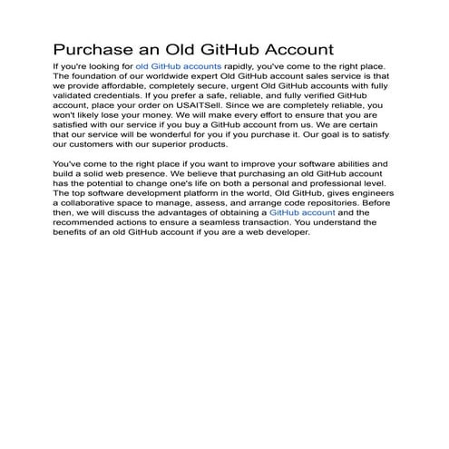 Purchase an Old GitHub Account-100% Secure Guarantee