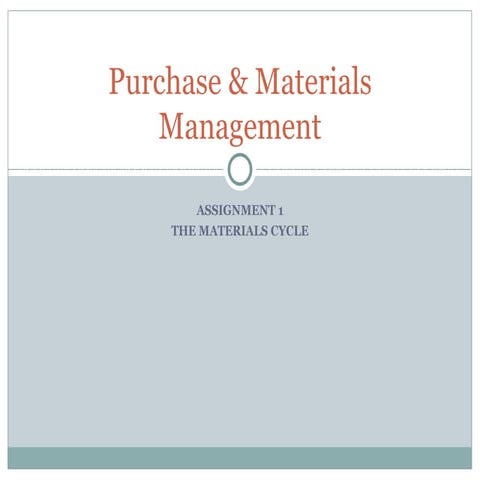 Purchase & Materials Management ppt.
