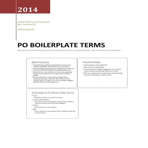 Purchase Order Boilerplate/Standard Terms Examples