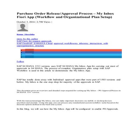 Purchase order release in fiori