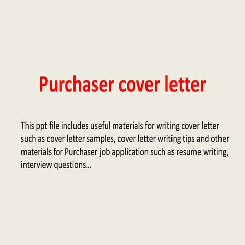 Purchaser cover letter