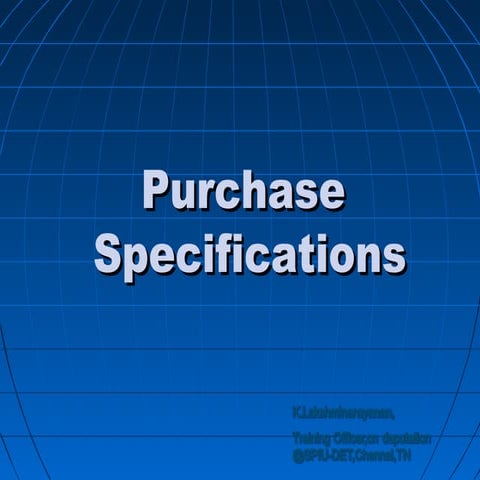 Purchase specifications | PPT