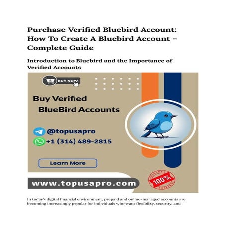 Purchase Verified Bluebird Account_ How To Create A Bluebird Account ...