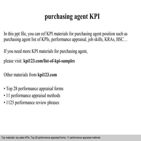 Purchasing agent kpi