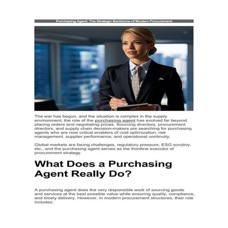 The Strategic Role of Purchasing Agents in Modern Procurement ...