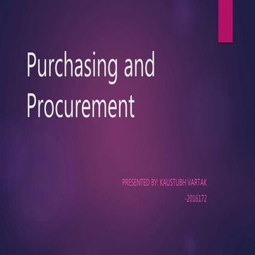  Purchasing and procurement in Material management