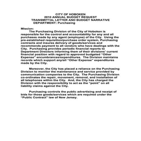 Purchasing Narrative