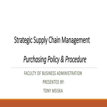 Purchasing Policy & Procedures for Malaw