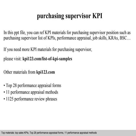 Purchasing supervisor kpi