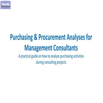Purchasing & Procurement Analyses for Management Consultants