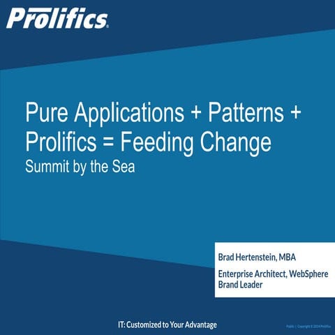 Pure App + Patterns + Prolifics = Feeding Change 