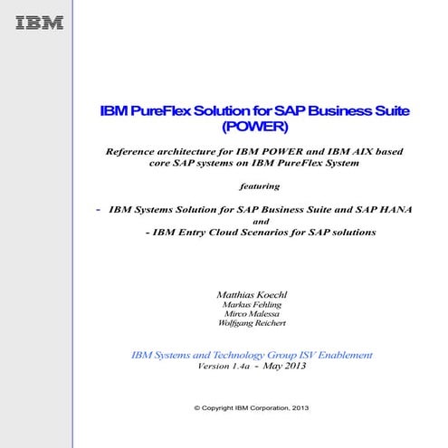 IBM PureFlex Solution for SAP Business Suite (POWER)