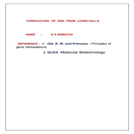 Purification   of  dna  from  living cells