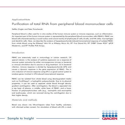Purification of total RNA from peripheral blood mononuclear cells - Download ...